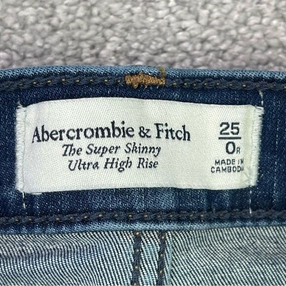 Abercrombie & Fitch Jeans Women's 23* Blue Skinny Ultra High Rise Dark Denim - Picture 5 of 12